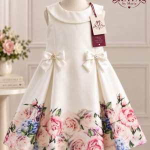 KAYA Floral Border Occasion Dress – Ivory